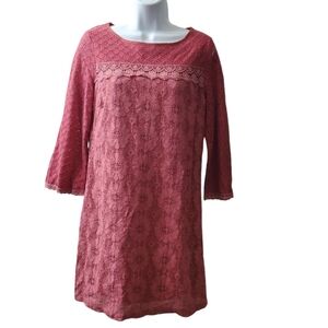 Cavender's Flying Tomatos Womens Red Floral 3/4 Sleeve NWT Dress